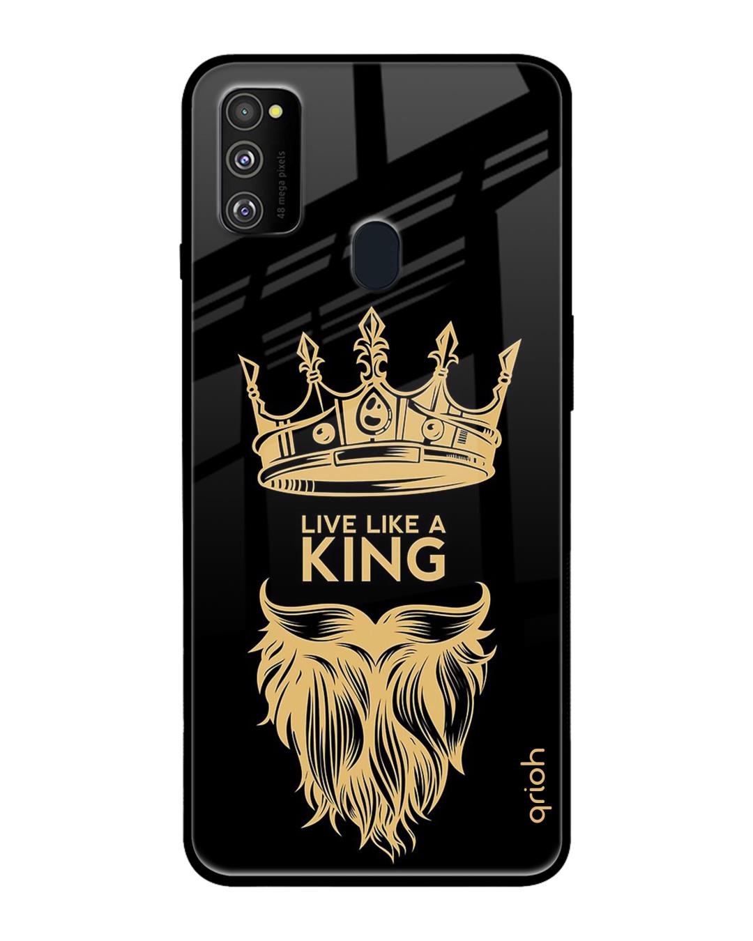 Shop King Life Printed Premium Glass Cover For Samsung Galaxy M30s(Impact Resistant, Matte Finish)-Back