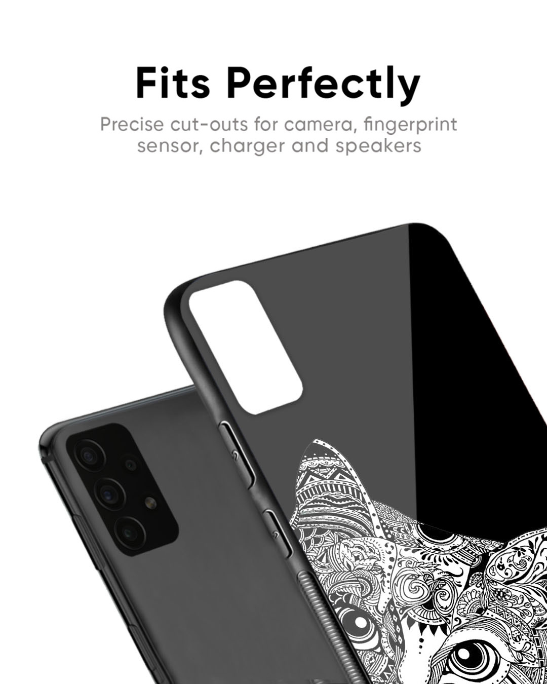 Shop Kitten Mandala Premium Glass Case for Realme 11 Pro+ 5G (Shock Proof, Scratch Resistant)-Back