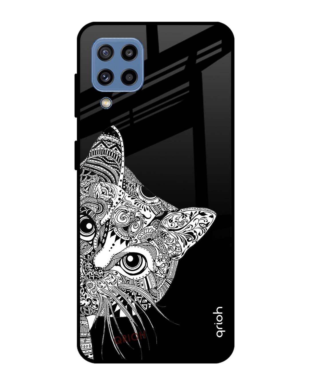 Shop Kitten Mandala Printed Premium Glass Cover For  M32(Impact Resistant, Matte Finish)-Back