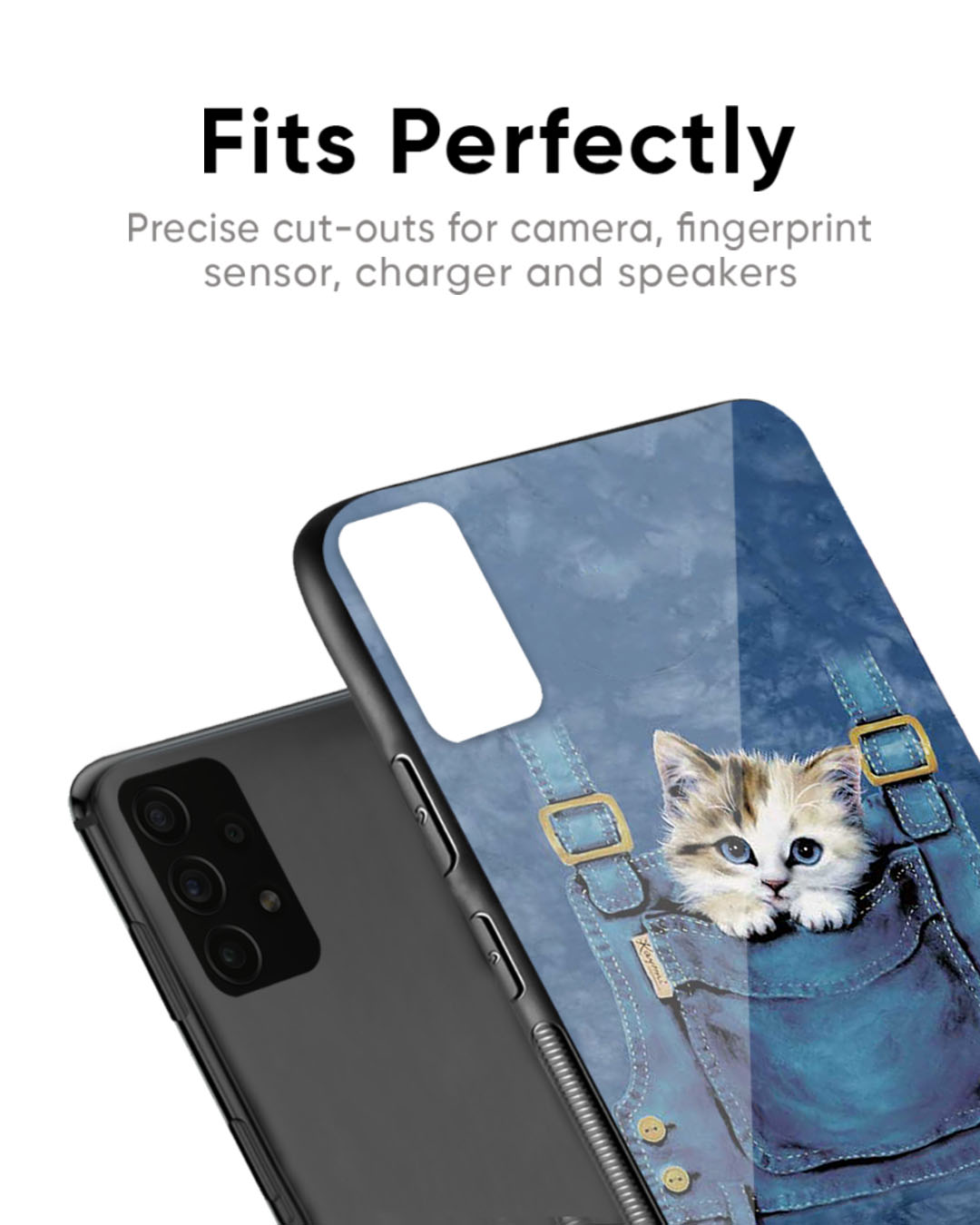 Shop Kitty In Pocket Premium Glass Case for Oppo Reno8T 5G (Shock Proof, Scratch Resistant)-Back