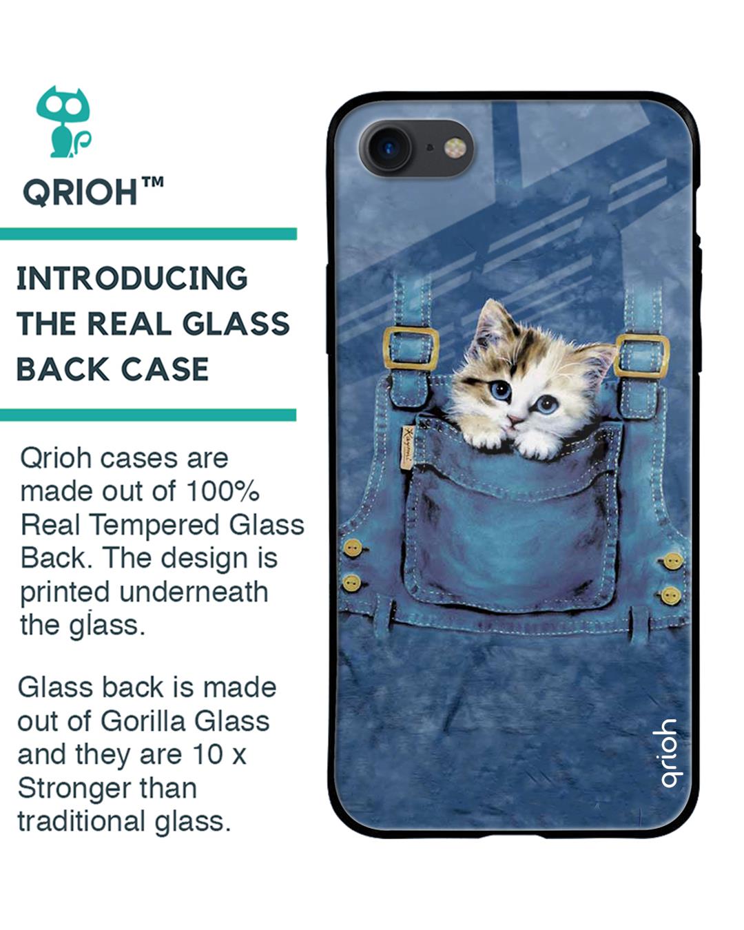 Shop Kitty In Pocket Printed Premium Glass Cover For iPhone 7 (Impact Resistant, Matte Finish)-Back