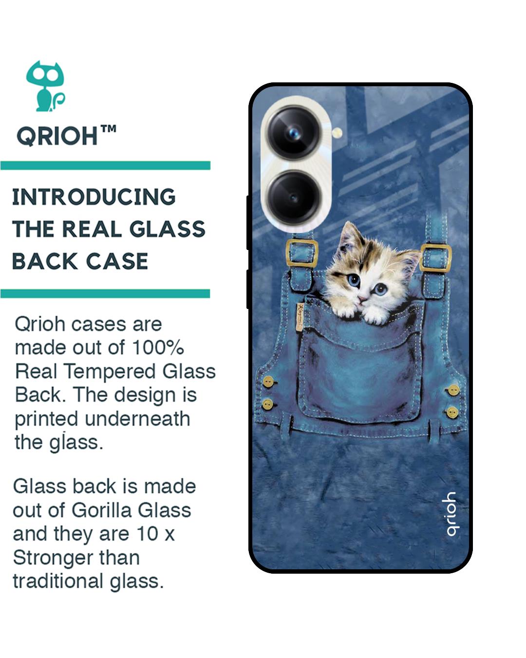 Shop Kitty In Pocket Printed Premium Glass Case for Realme 10 Pro 5G (Shock Proof,Scratch Resistant)-Back