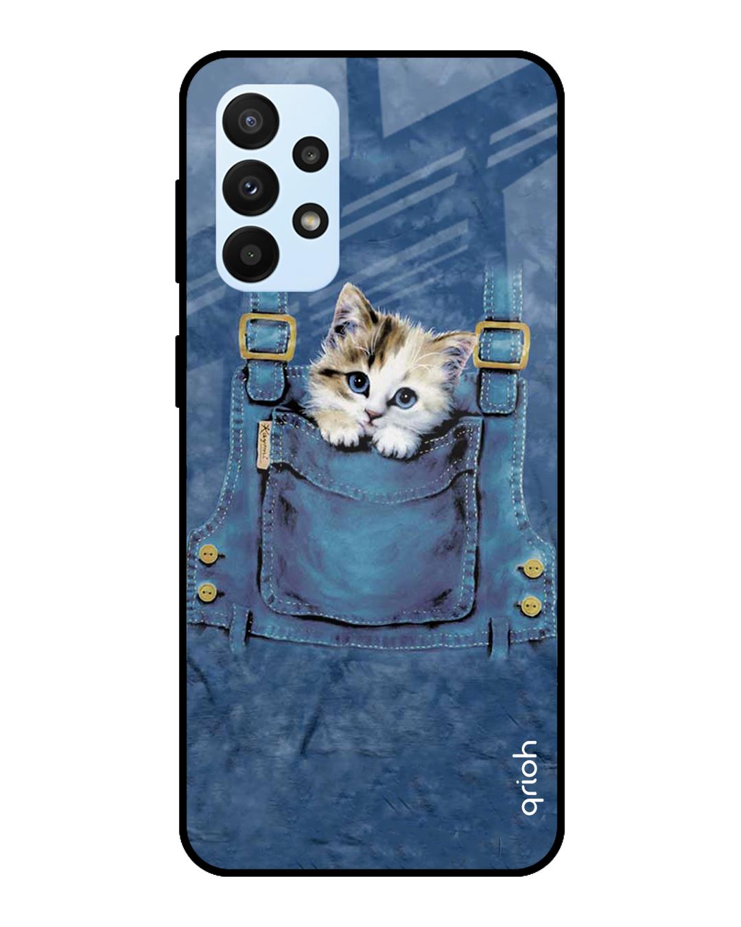Shop Kitty In Pocket Printed Premium Glass Cover For  A23(Impact Resistant, Matte Finish)-Back