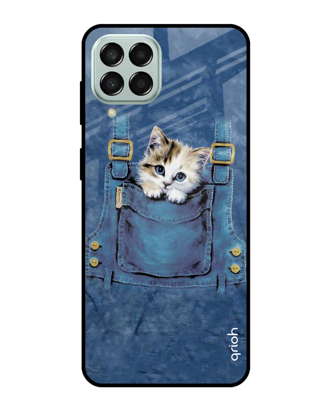 Shop Kitty In Pocket Printed Premium Glass Cover For  M33 5G(Impact Resistant, Matte Finish)-Back
