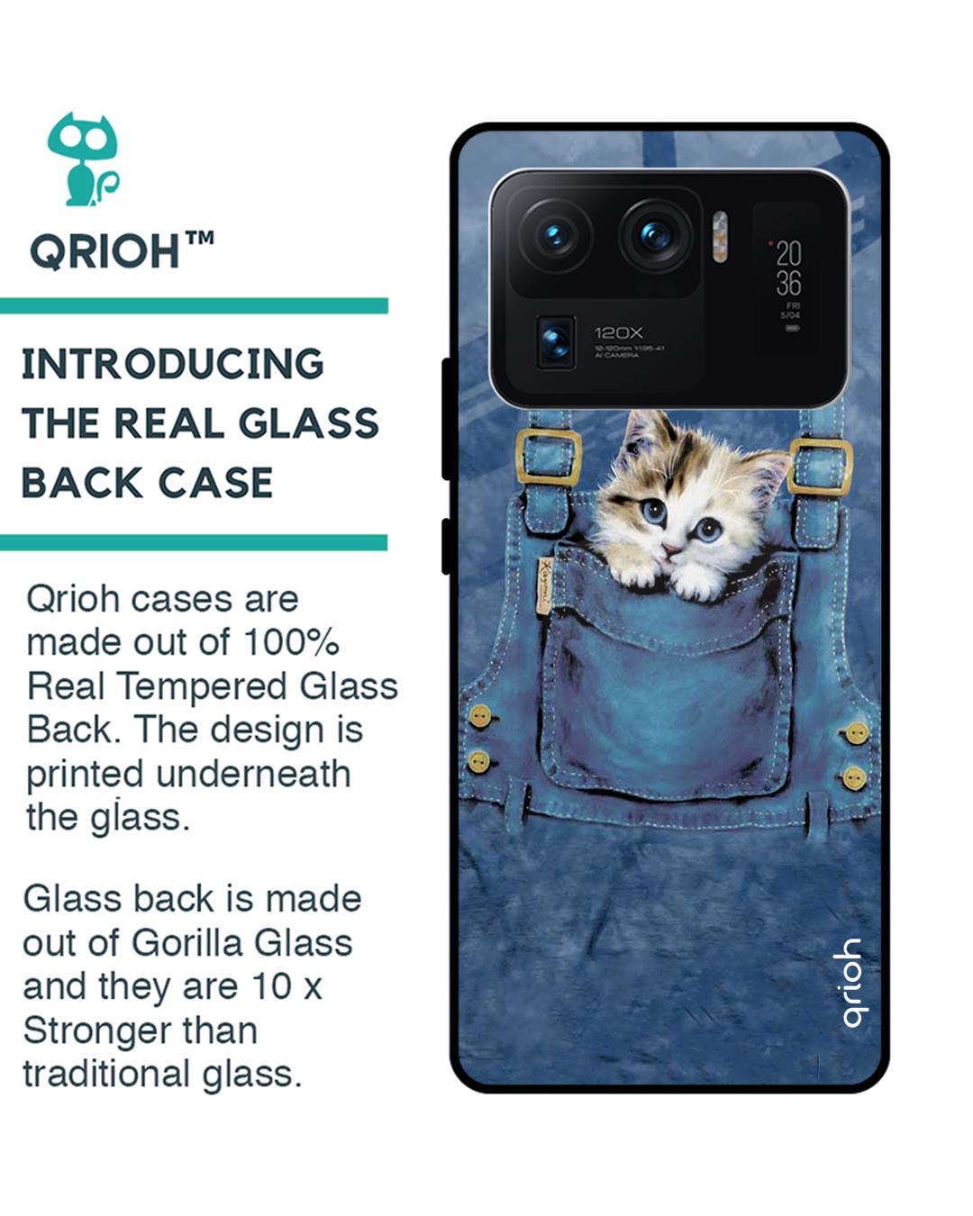 Shop Kitty In Pocket Printed Premium Glass Cover For Mi 11 Ultra (Impact Resistant, Matte Finish)-Back