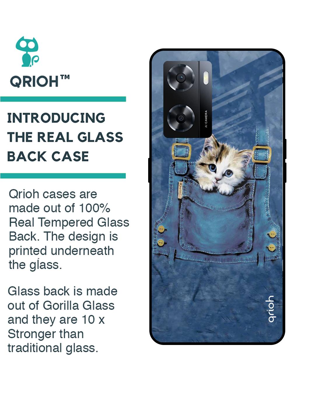 Shop Kitty In Pocket Printed Premium Glass Cover for Oppo A57 4G (Shock Proof, Scratch Resistant)-Back