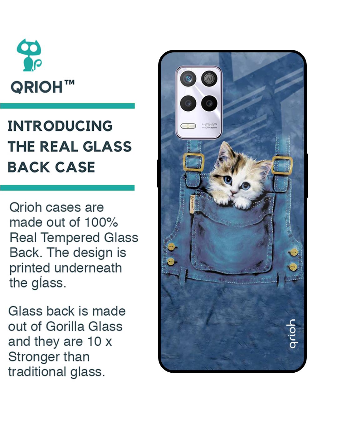 Shop Kitty In Pocket Printed Premium Glass Cover for Realme 9 5G (Shock Proof, Scratch Resistant)-Back