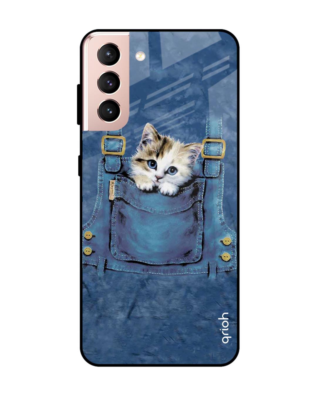 Shop Kitty In Pocket Printed Premium Glass Cover For  S21 Plus(Impact Resistant-Back