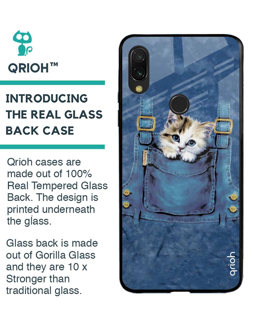 Shop Kitty In Pocket Printed Premium Glass Cover For Xiaomi Redmi Note 7 Pro (Matte Finish)-Back