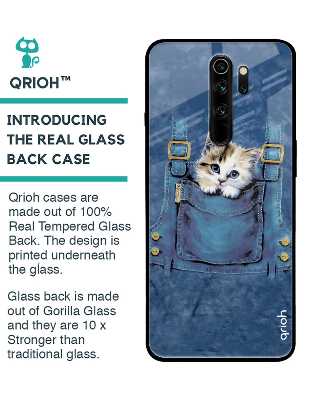 Shop Kitty In Pocket Printed Premium Glass Cover For Xiaomi Redmi Note 8 Pro (Matte Finish)-Back