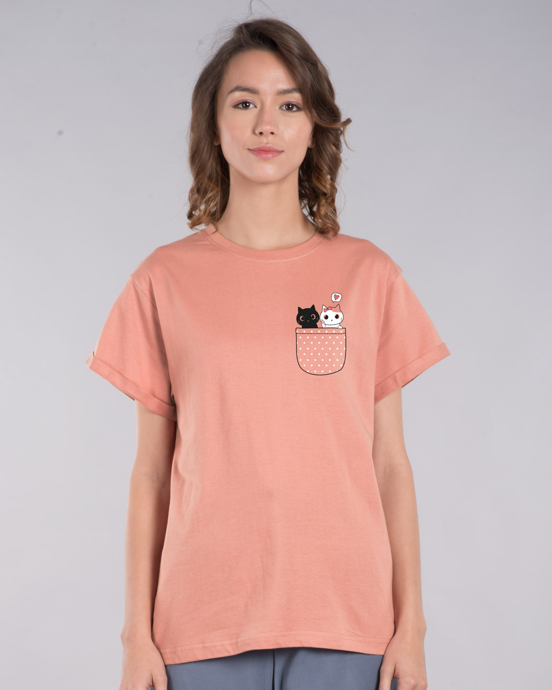 Shop Kitty Pocket Love Boyfriend T-Shirt-Back