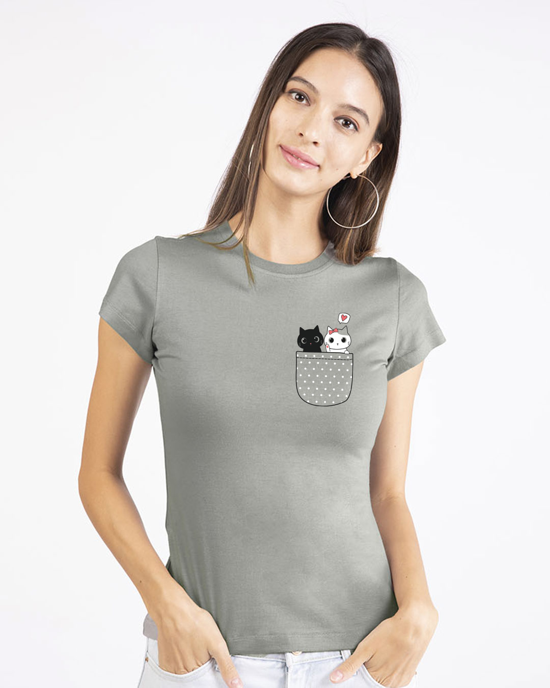 Shop Kitty Pocket Love Half Sleeve T-Shirt-Back