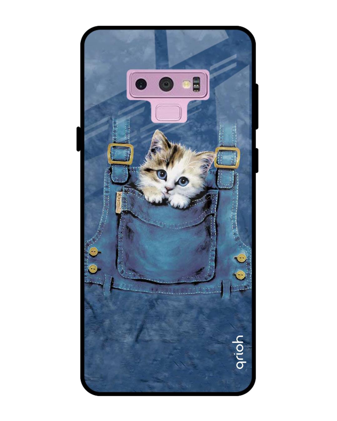 Shop Kitty Printed Premium Glass Cover For Samsung Galaxy Note 9(Impact Resistant, Matte Finish)-Back