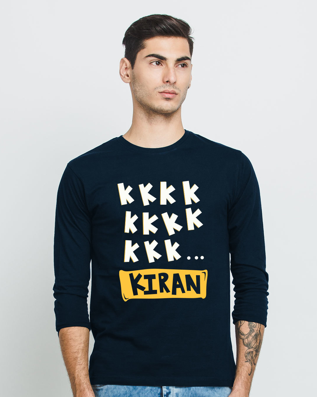 KKK Kiran (Navy Blue) Long/Full Sleeve T-Shirts for Men Online at ...