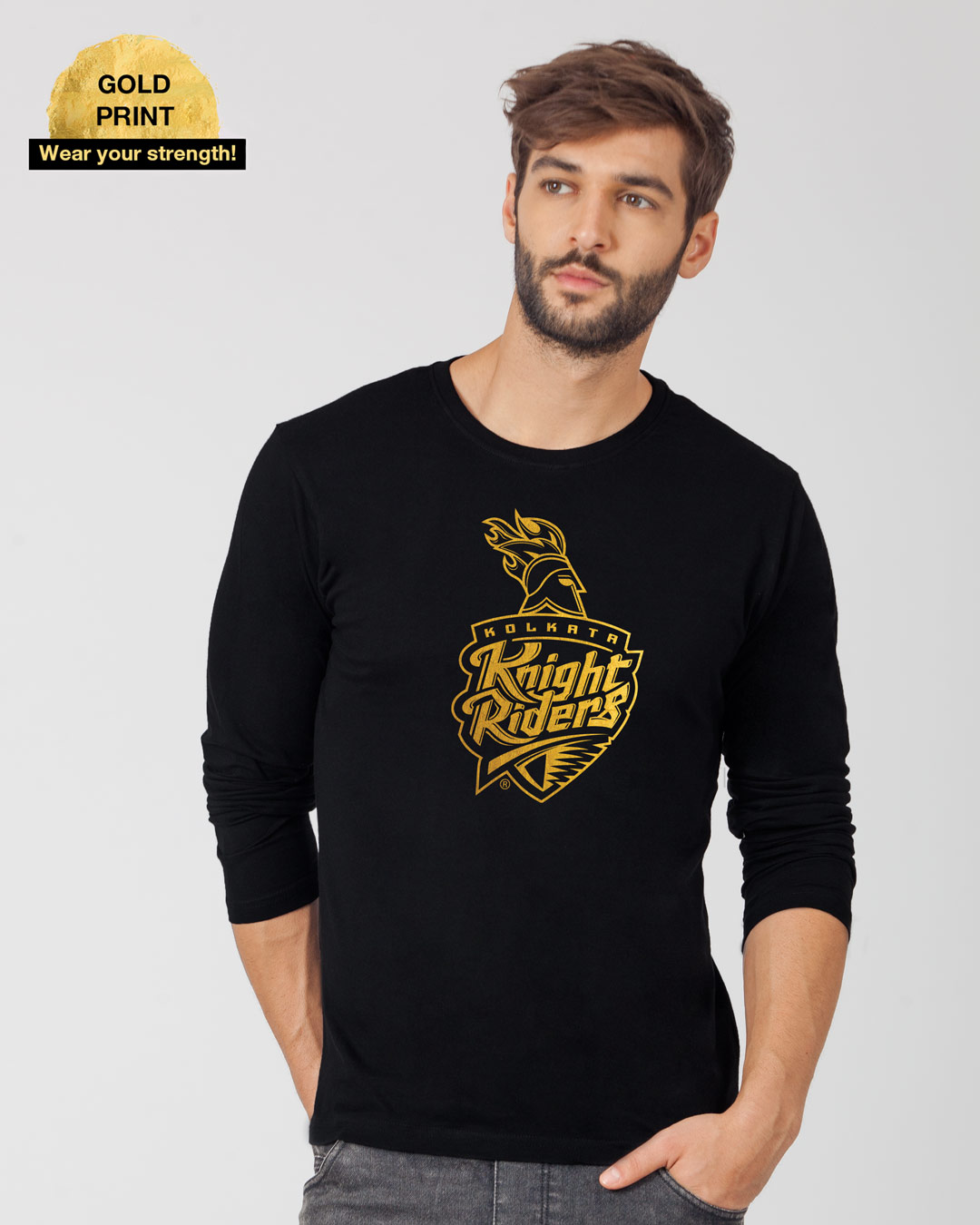 Buy KKR Foil Logo Full Sleeve T Shirt Online at Bewakoof