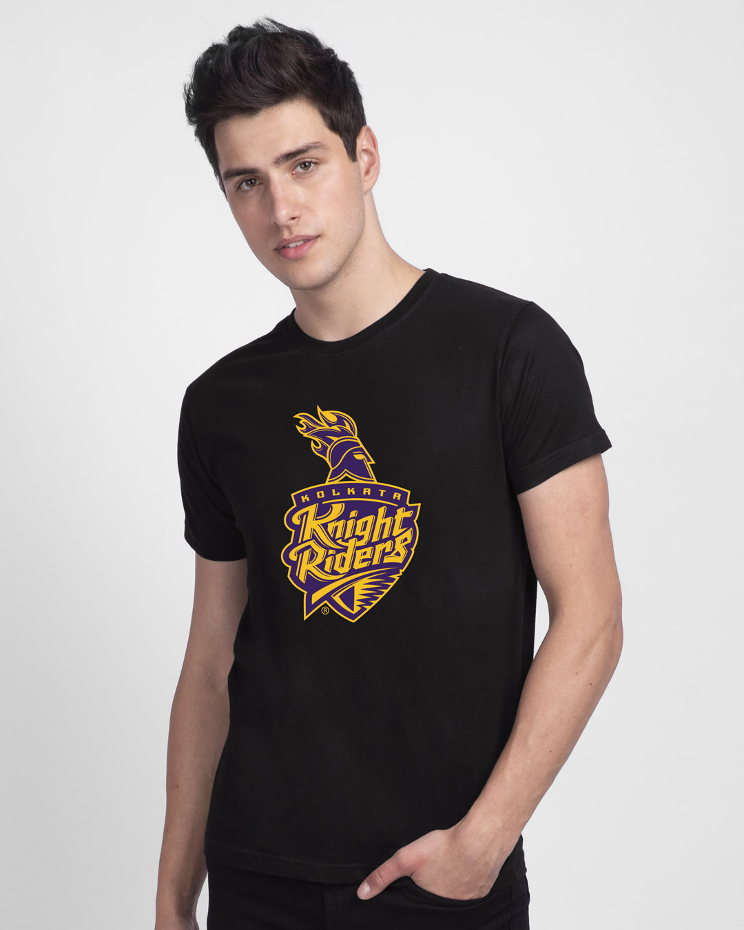 Buy KKR Logo Half Sleeve T-Shirt for Men black Online at Bewakoof
