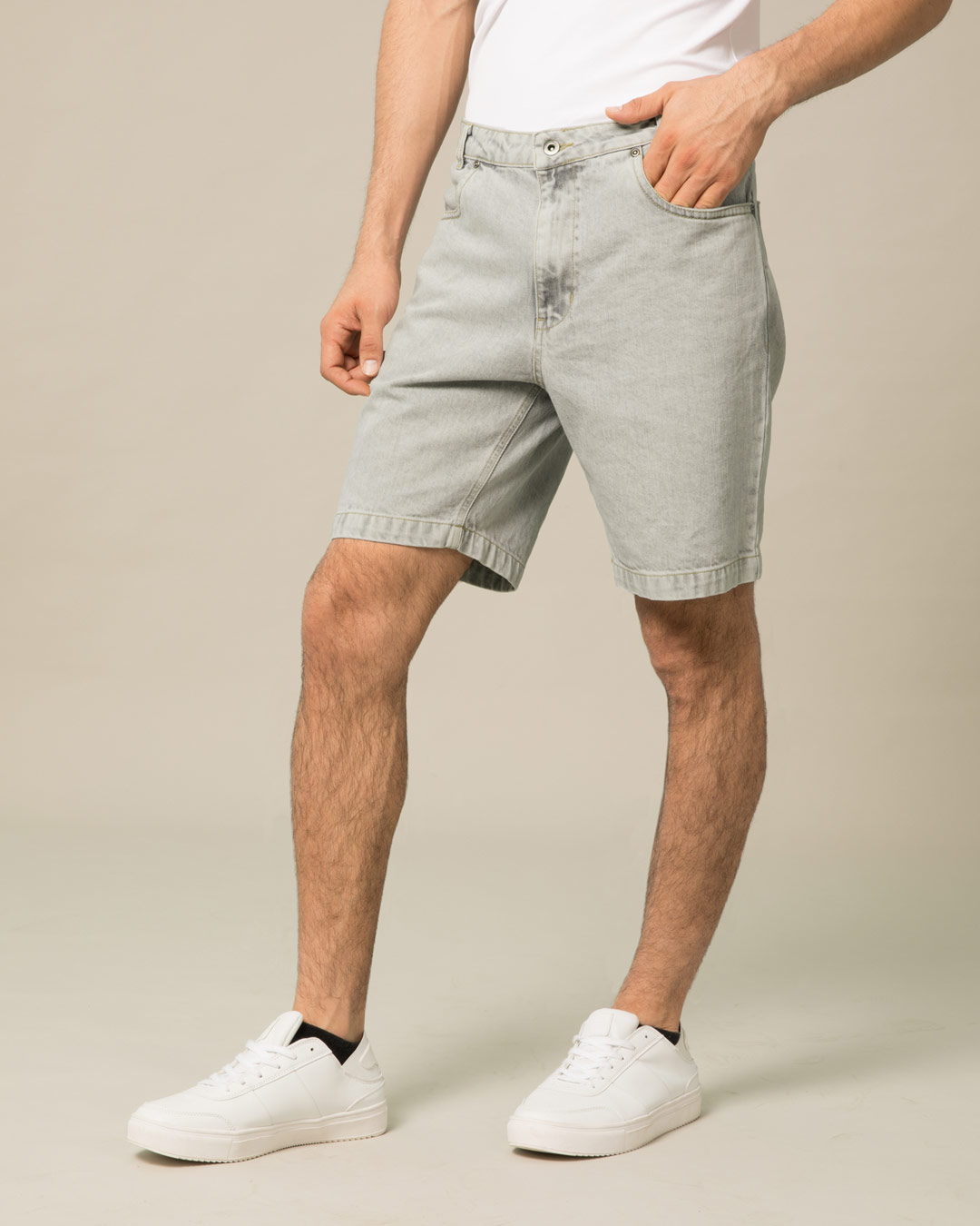 Shop Lava Grey Denim Shorts-Back