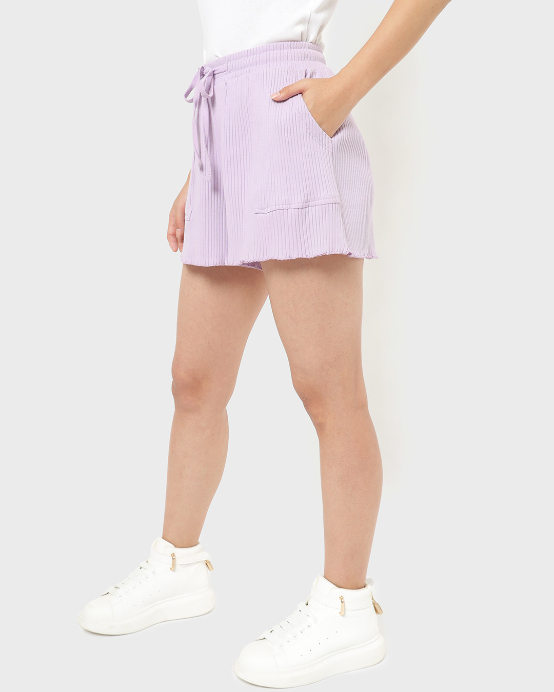 Shop Lavender Patch Pocket Shorts-Back