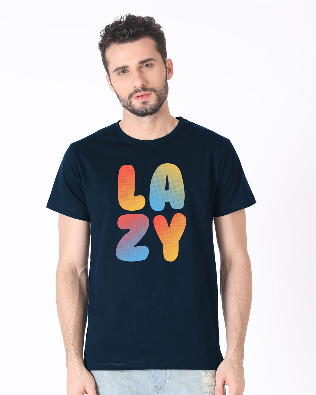 Shop Lazy Colorful Half Sleeve T-Shirt-Back