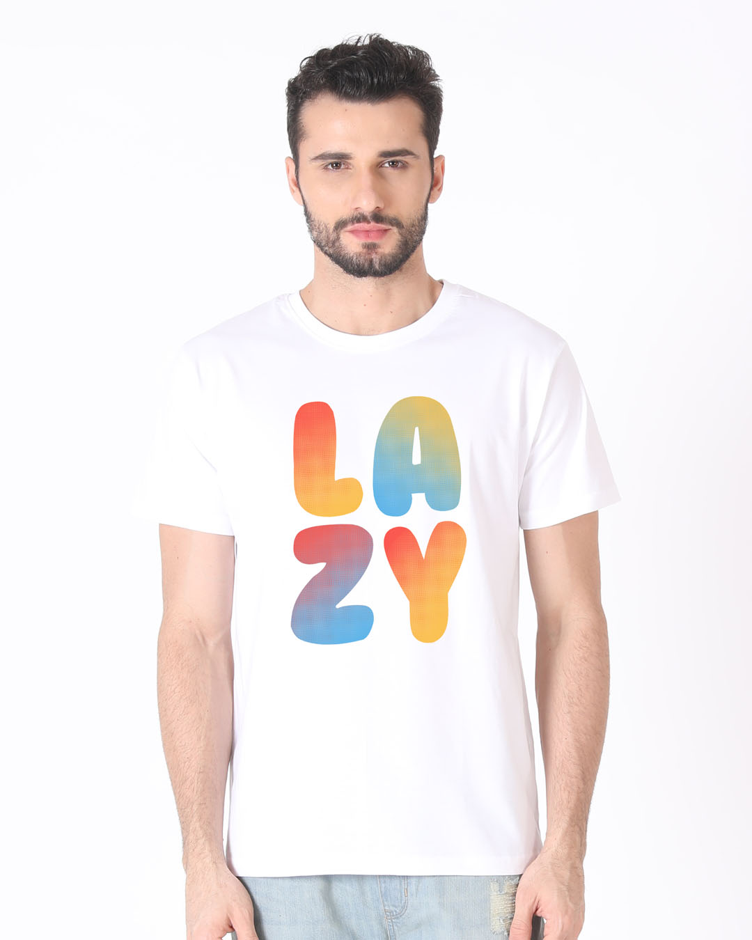 Shop Lazy Colorful Half Sleeve T-Shirt-Back