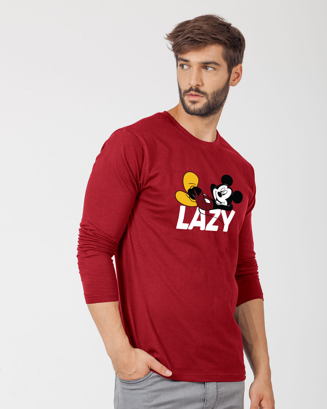 Shop Lazy Mickey Full Sleeve T-Shirt (DL)-Back