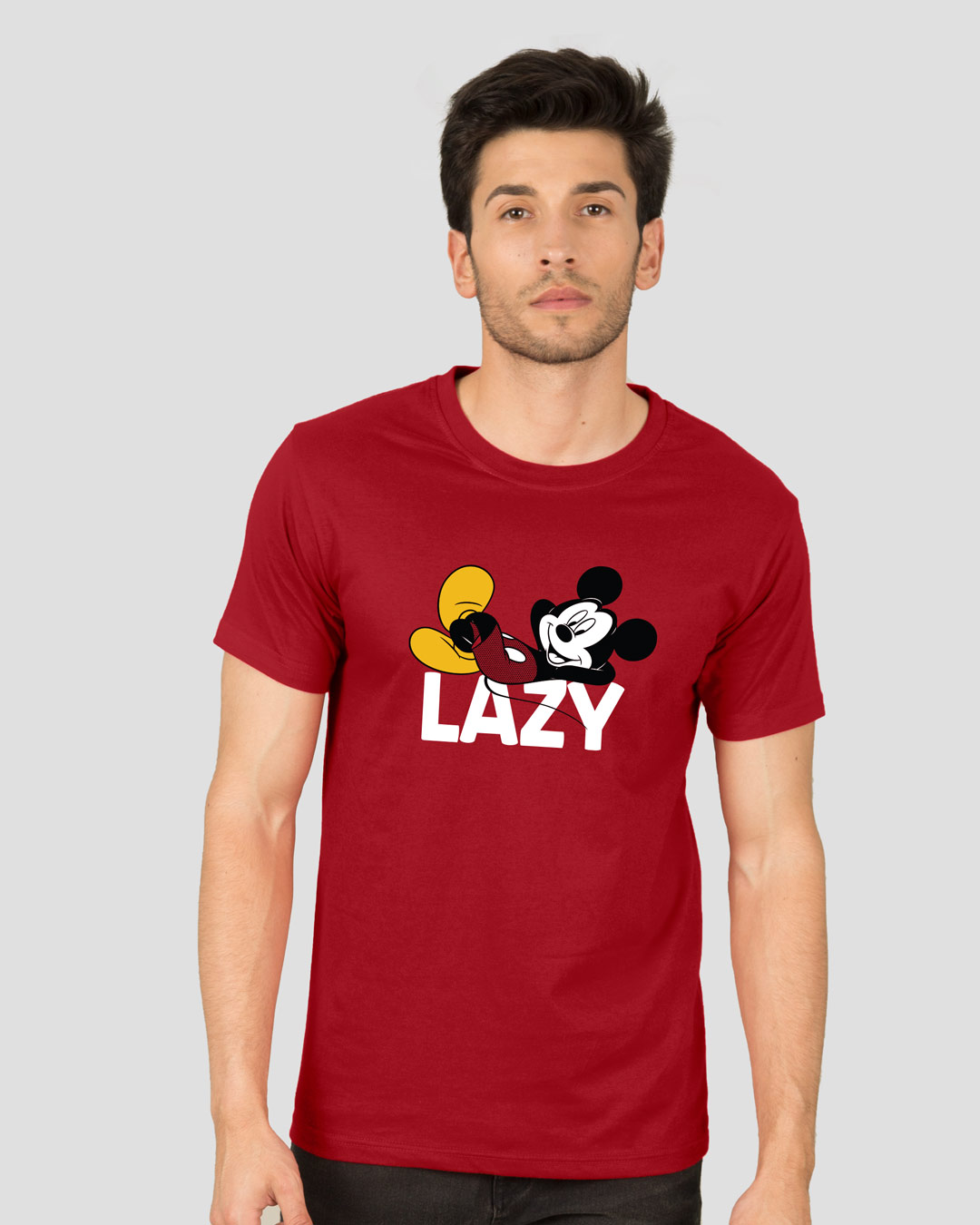 

Lazy Mickey Half Sleeve T-Shirt Men' Printed T-Shirts Bewakoof.com, Red