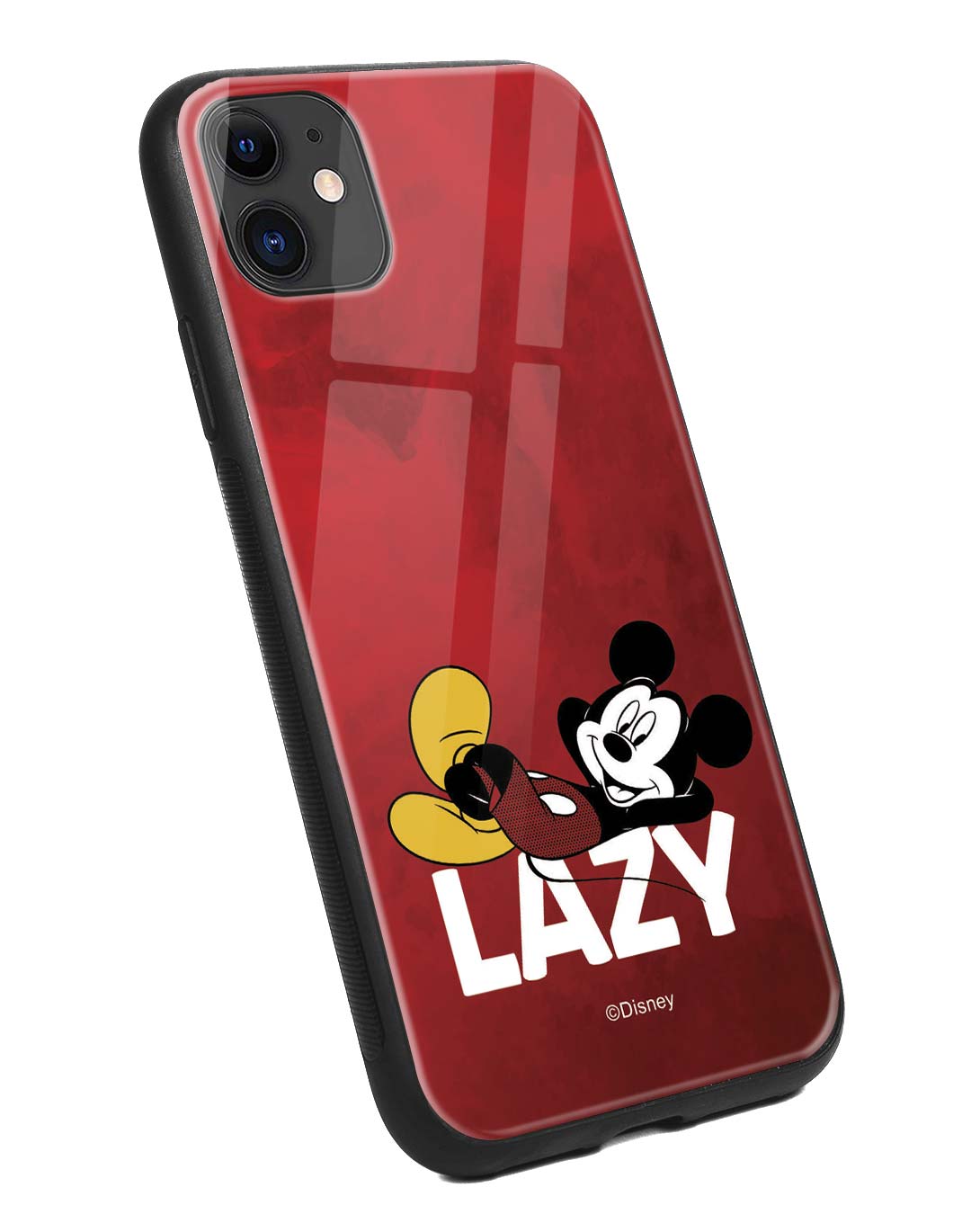 Shop Lazy Mickey iPhone 11 Glass Mobile Cover-Back