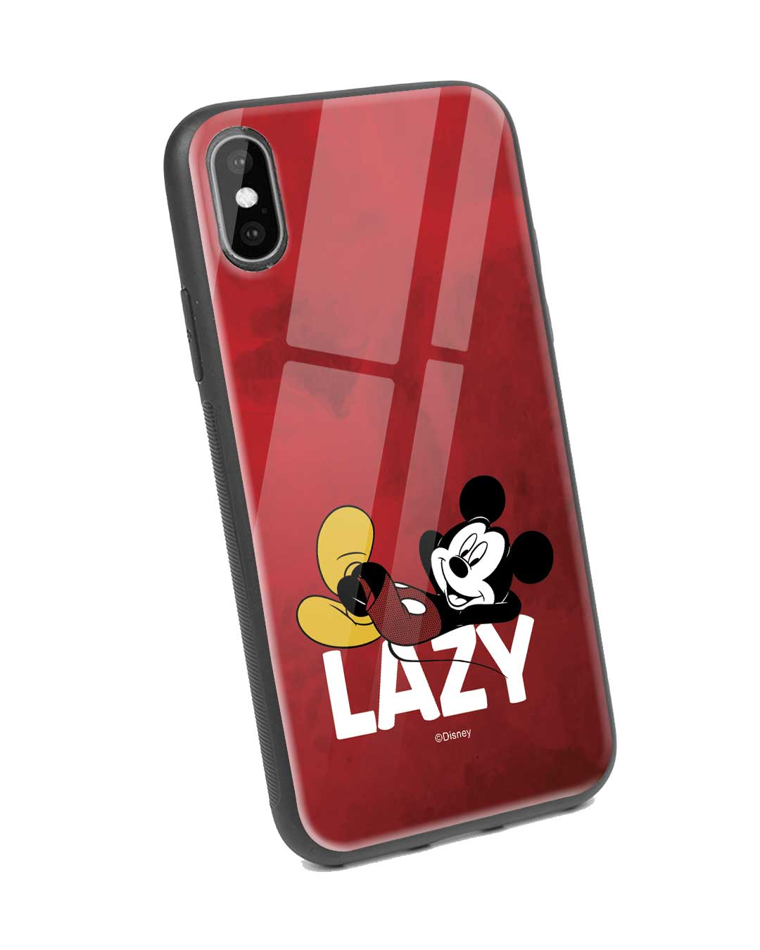 Shop Lazy Mickey iPhone XS Glass Mobile Cover-Back
