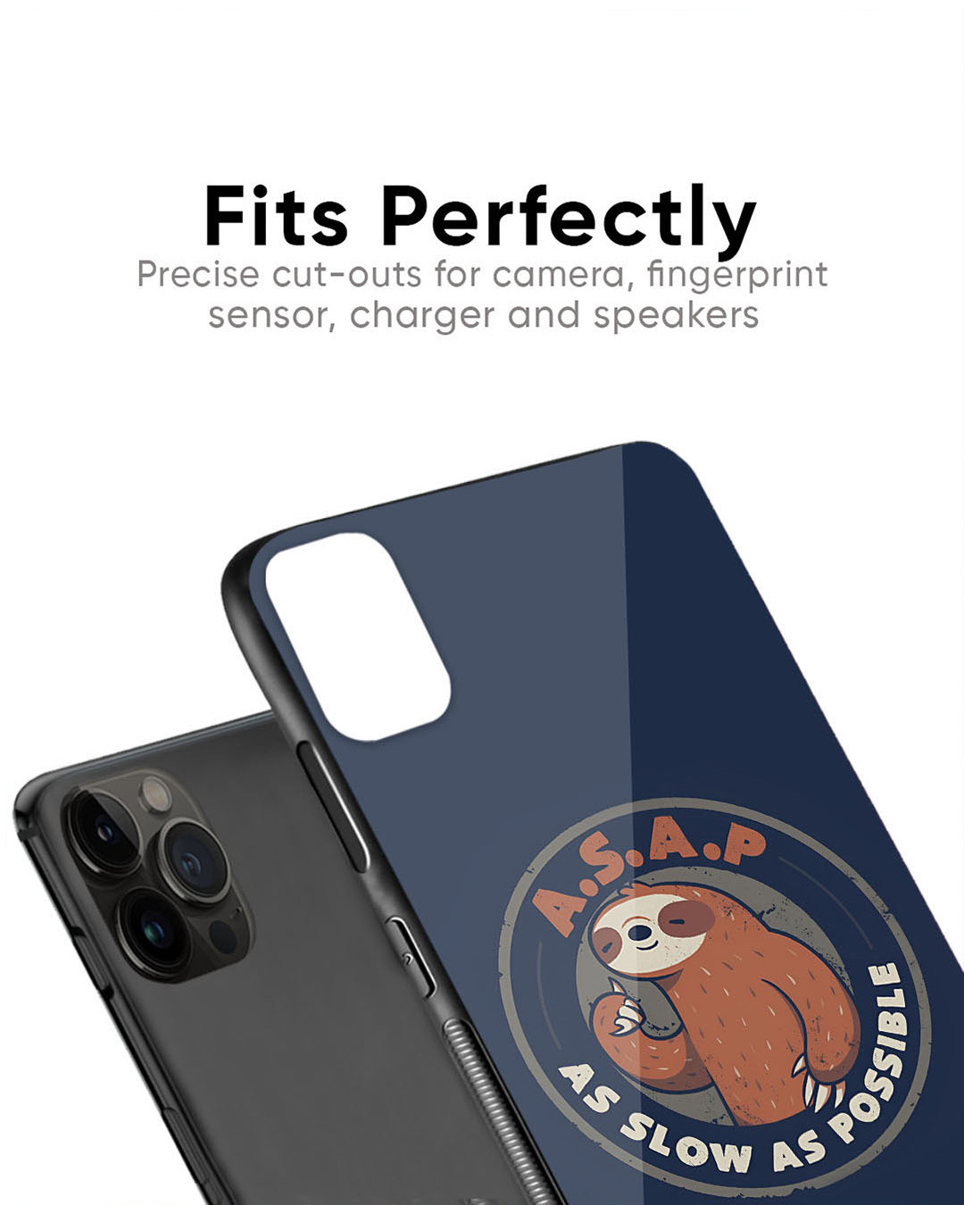Shop Lazy Sloth Premium Glass Case for Apple iPhone 14 (Shock Proof, Scratch Resistant)-Back