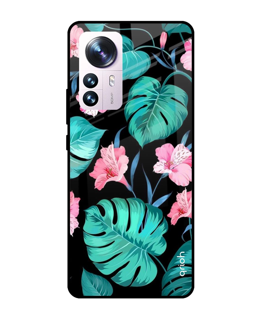 Shop Leaves & Flowers Printed Premium Glass Cover for Mi 12 Pro 5G (Shockproof, Light Weight)-Back
