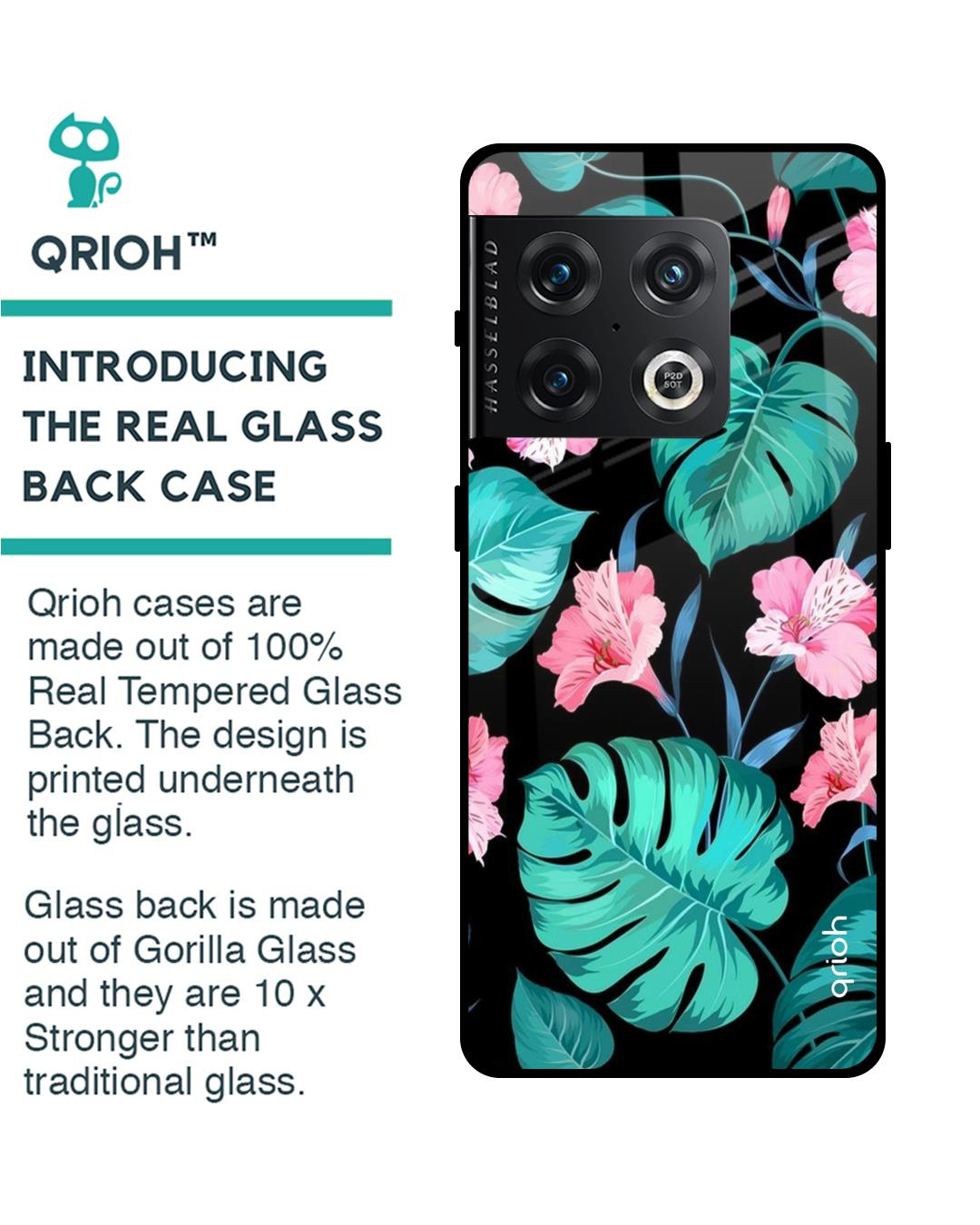 Shop Leaves & Flowers Printed Premium Glass Cover for OnePlus 10 Pro (Shock Proof, Lightweight)-Back