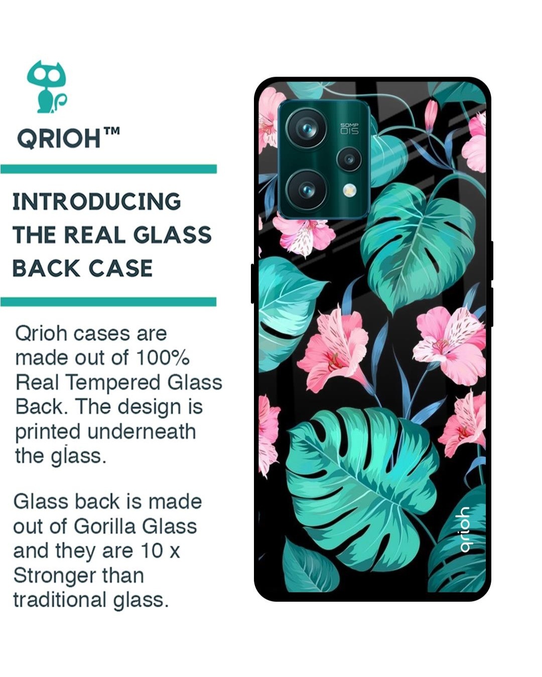 Shop Leaves & Flowers Printed Premium Glass Cover For Realme 9 Pro 5G (Shockproof, Light Weight)-Back