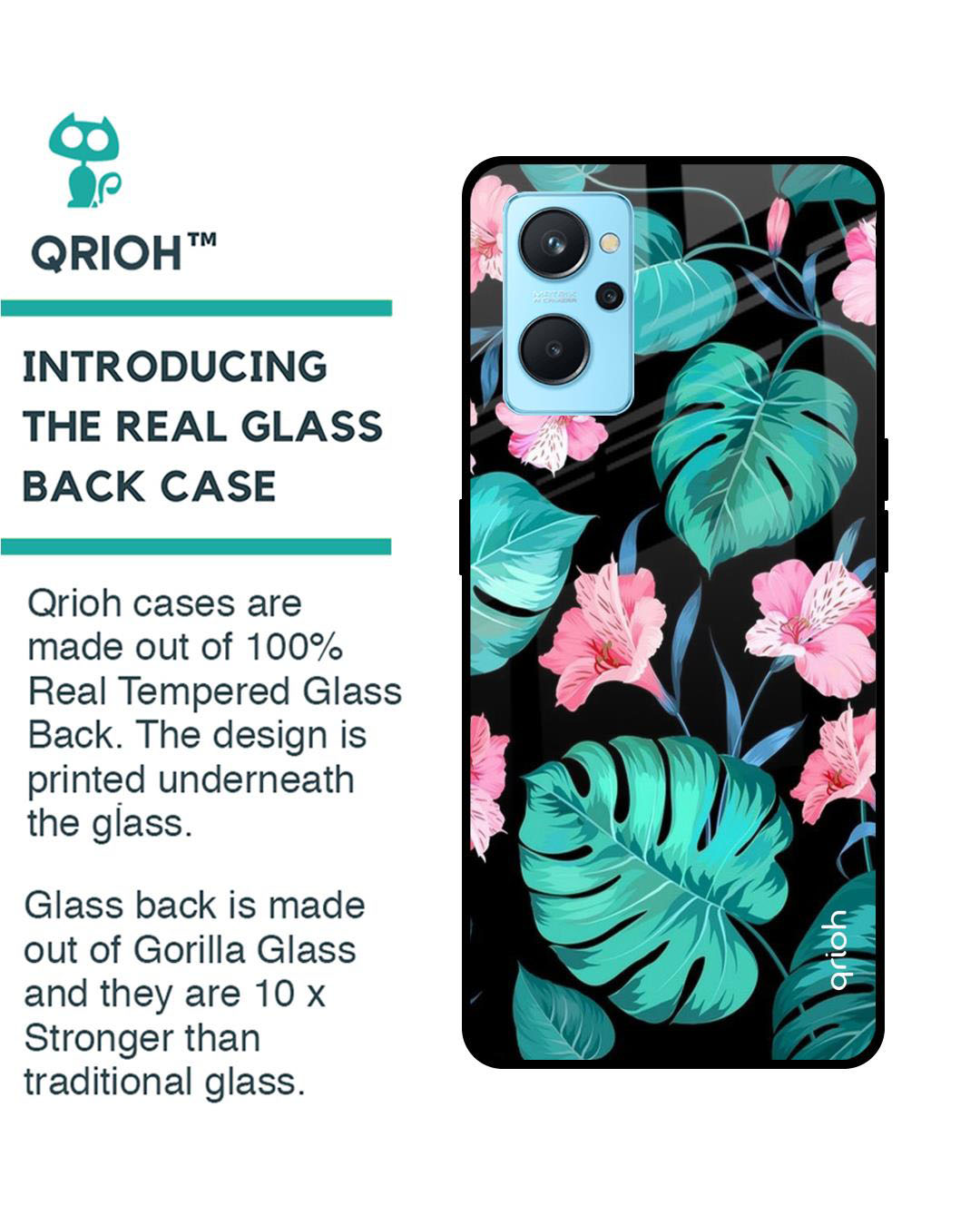 Shop Leaves & Flowers Printed Premium Glass Cover for Realme 9i (Shock Proof, Lightweight)-Back