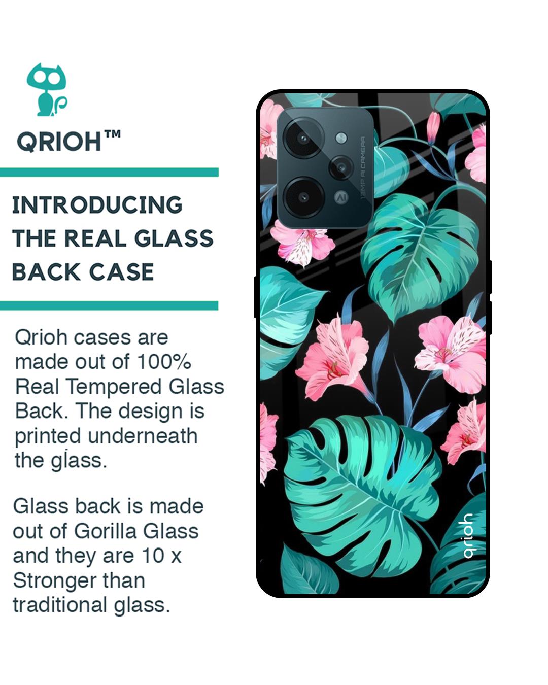 Shop Leaves & Flowers Printed Premium Glass Cover for Realme C31 (Shockproof, Light Weight)-Back