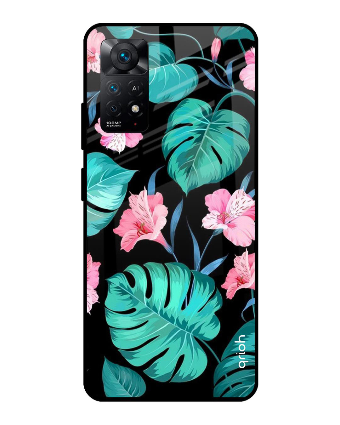 Shop Leaves & Flowers Printed Premium Glass Cover for Redmi Note 11 Pro 5G (Shockproof, Light Weight)-Back