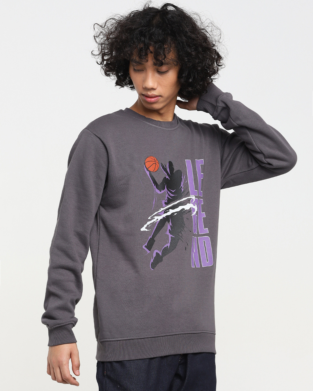 Shop Men's Grey Legend 24 Graphic Printed Sweater-Back