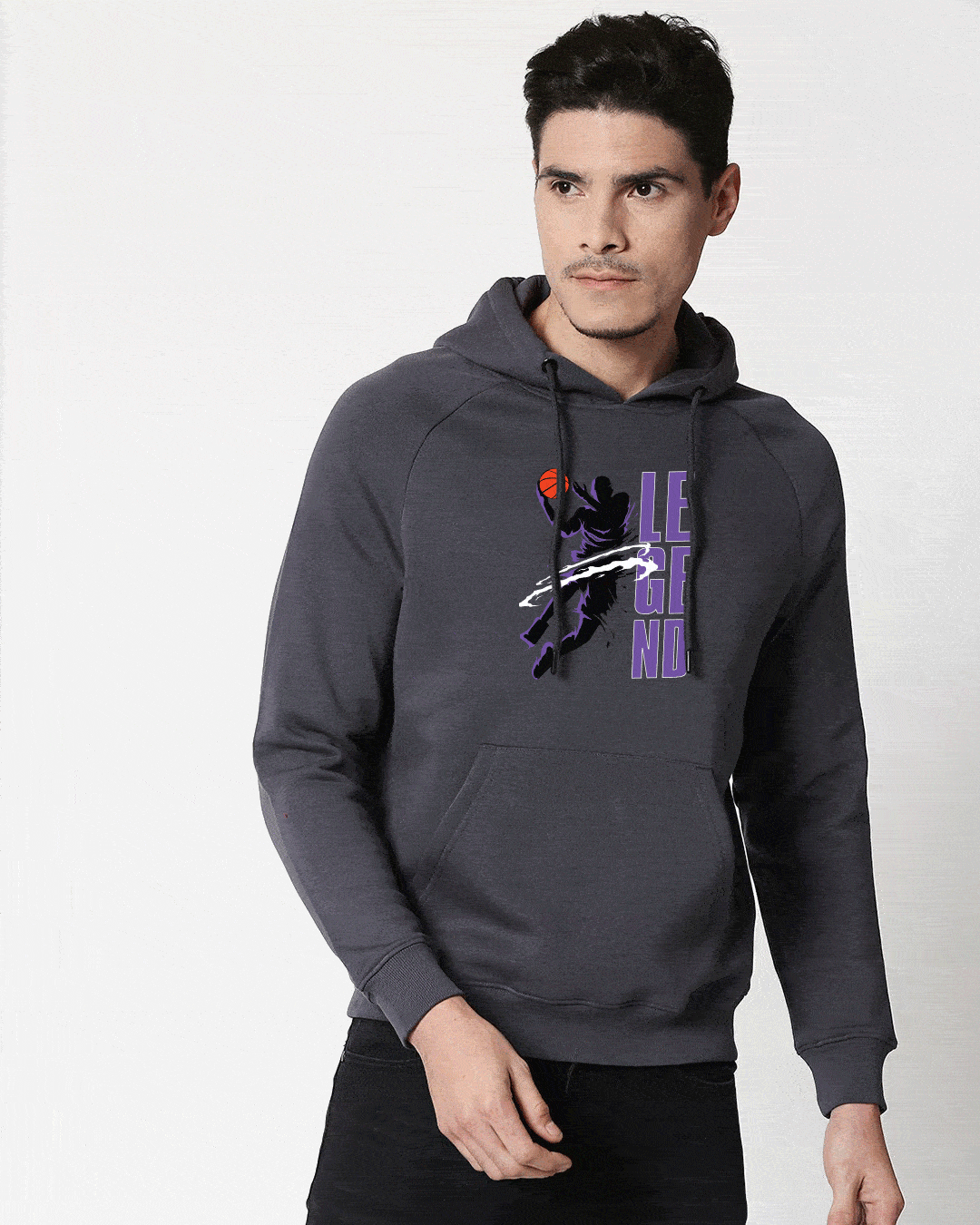 

Legend 24 Hoodie Sweatshirt Men' Printed Hoodie Sweatshirt AW20 Bewakoof.com, Grey