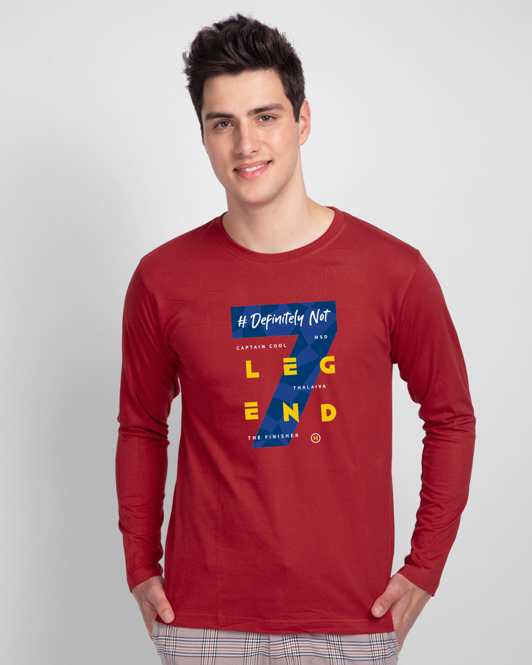Shop Legend 7 Full Sleeve T-Shirt Bold Red-Back