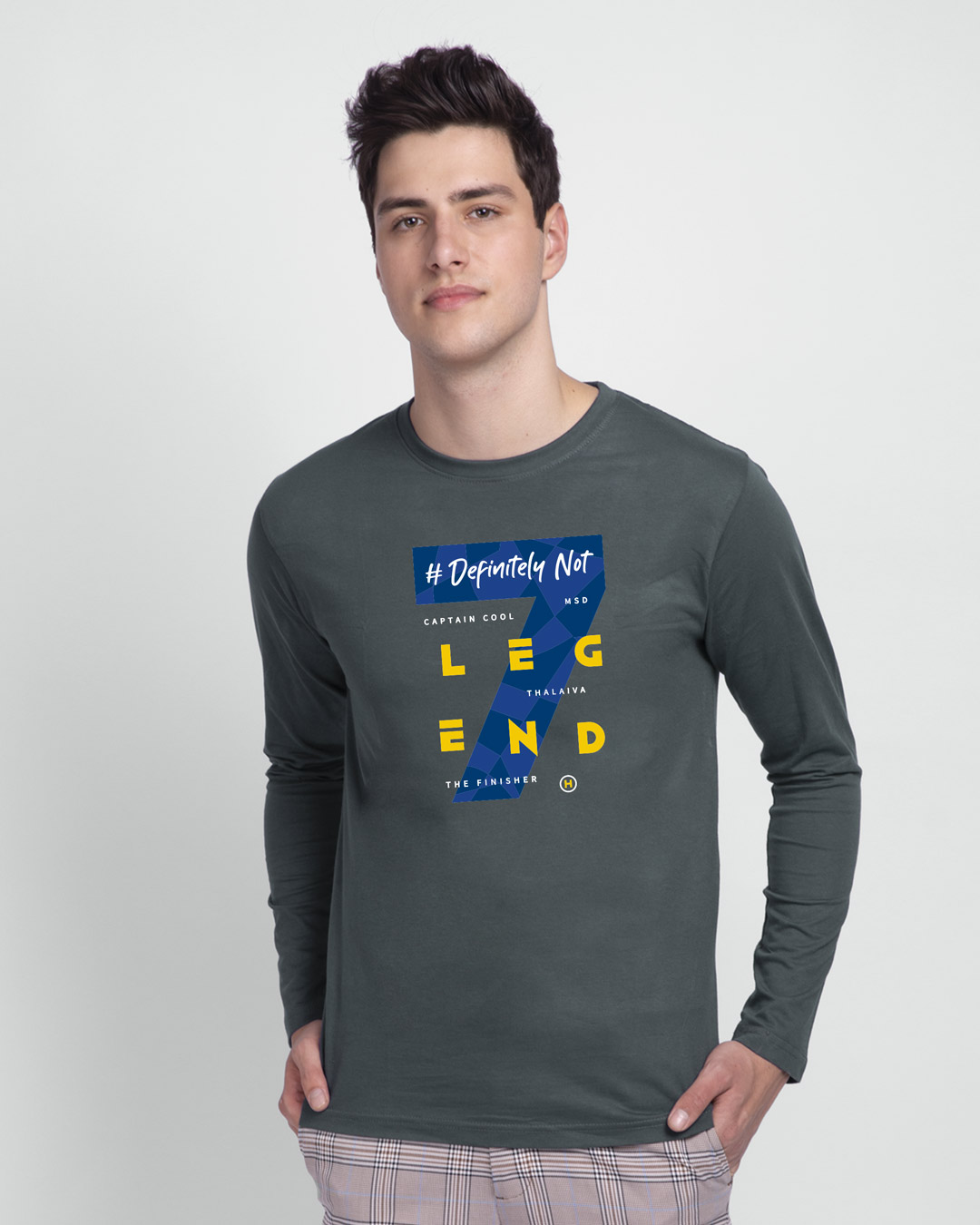Shop Legend 7 Full Sleeve T-Shirt Nimbus Grey-Back