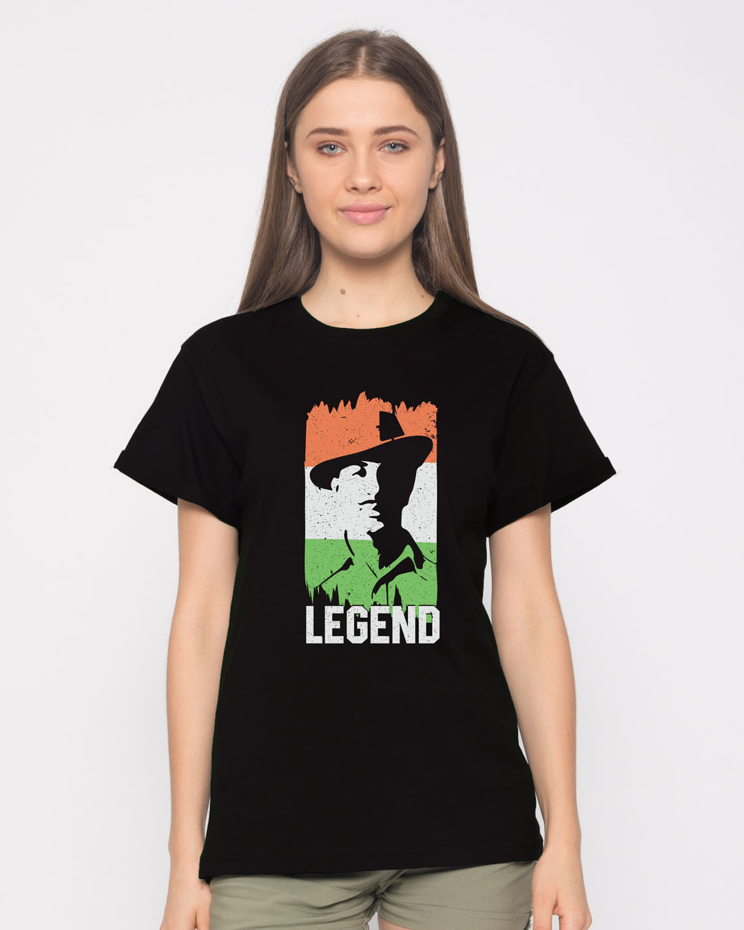 Buy Legend Bhagat Singh Boyfriend T-Shirt for Women black Online at ...