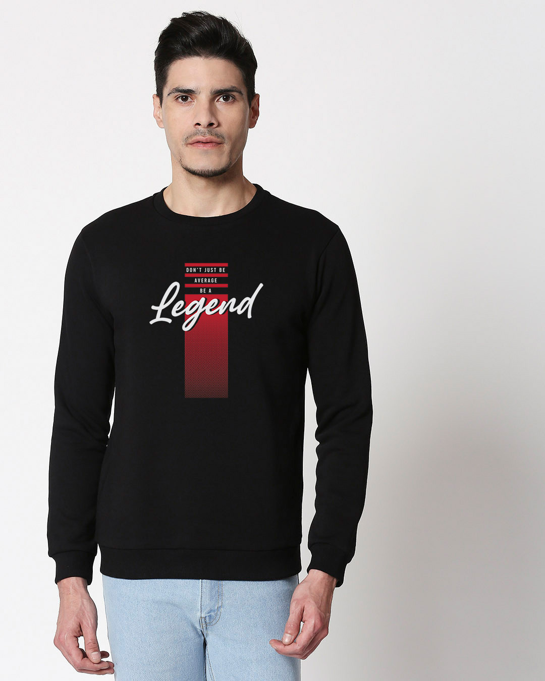 

Legend Panel Fleece Sweater Black Men' Printed Fleece Sweater Bewakoof.com