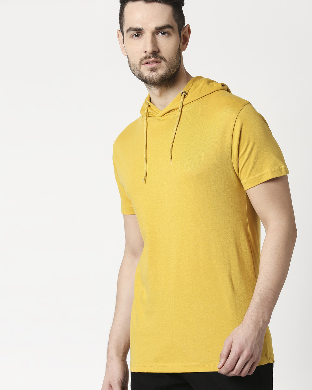

Lemon Curry Half Sleeve Hoodie T-Shirt Men' Plain Half Sleeve Hoodie T-shirt Bewakoof.com, Yellow