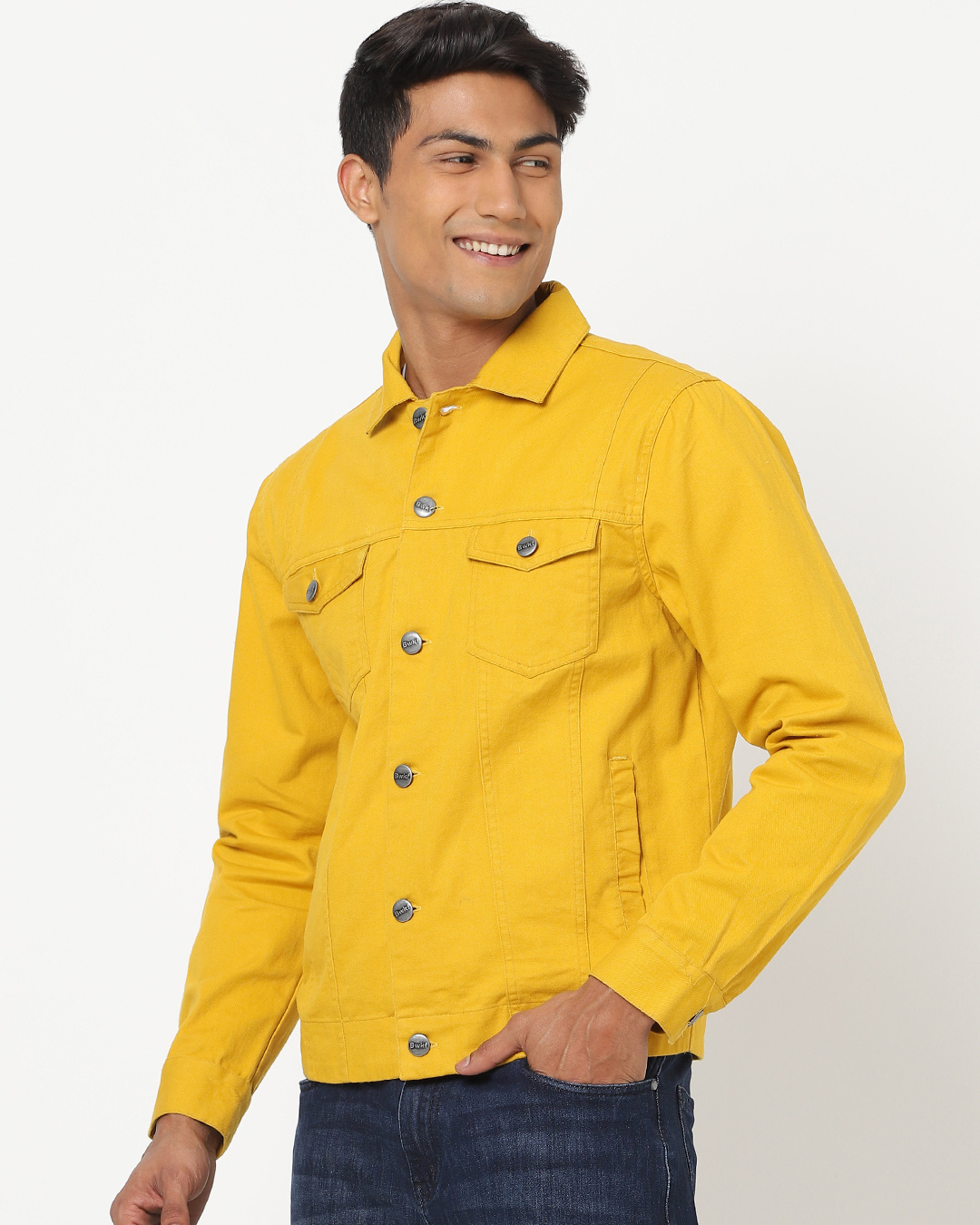 Shop Men's Yellow Twill Denim Jacket-Back