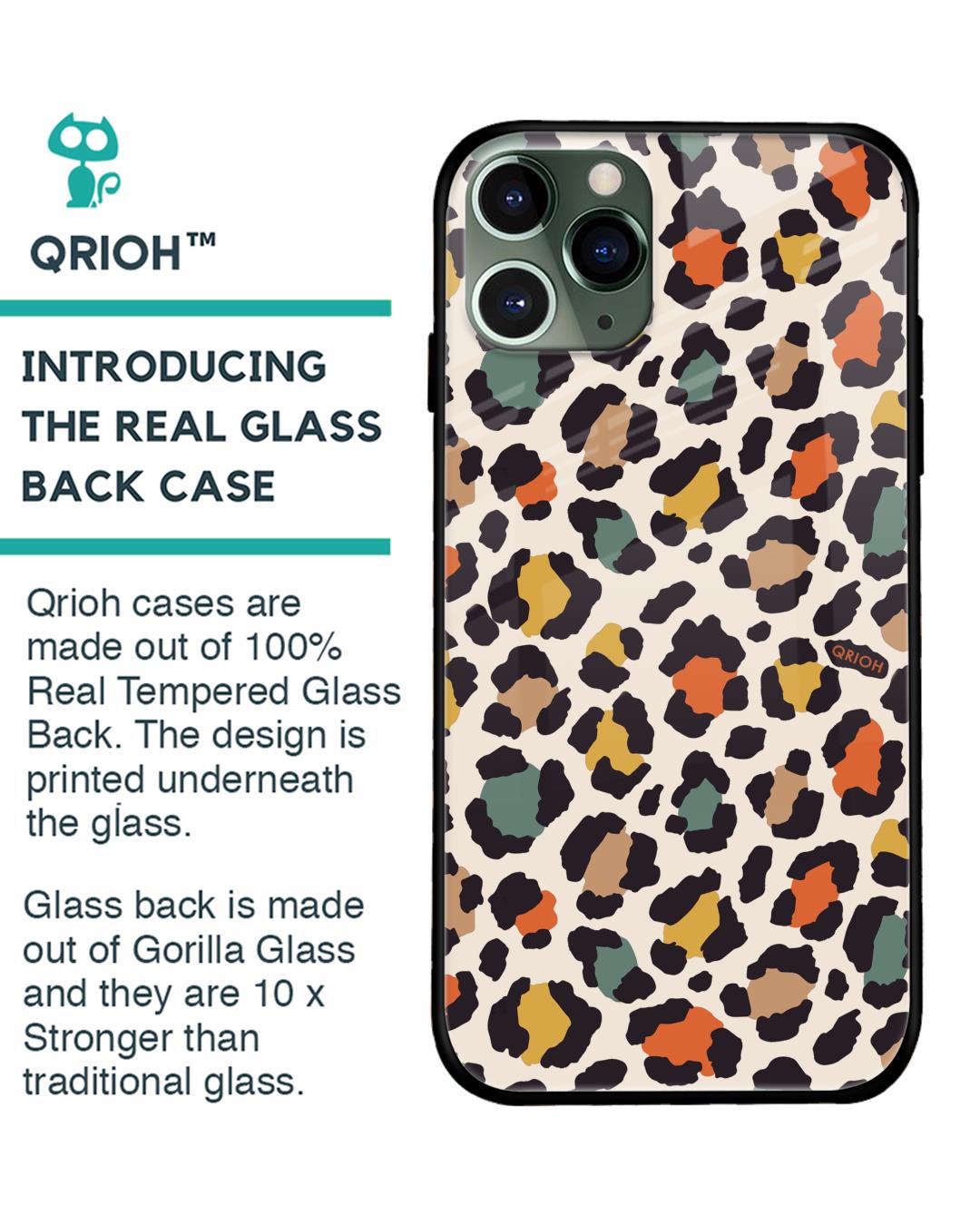 Shop Leopard Printed Premium Glass Cover For iPhone 11 Pro Max (Impact Resistant, Matte Finish)-Back