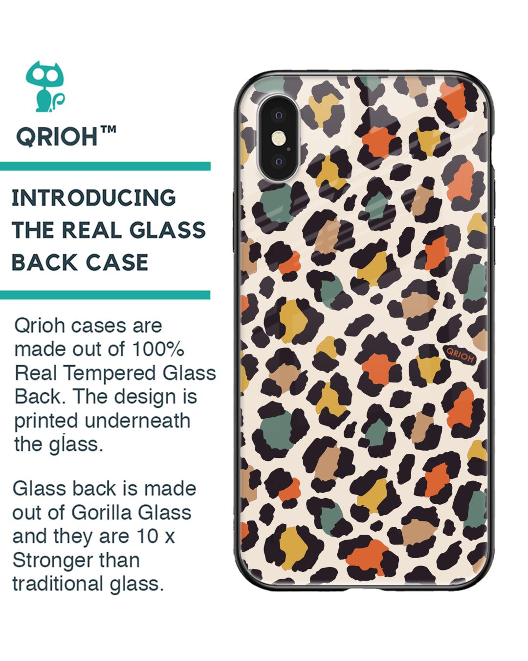 Shop Leopard Printed Premium Glass Cover For iPhone X (Impact Resistant, Matte Finish)-Back