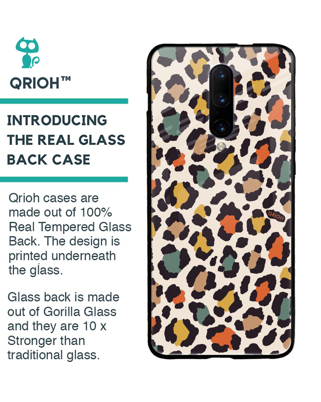 Shop Leopard Printed Premium Glass Cover For OnePlus 7 Pro (Impact Resistant, Matte Finish)-Back