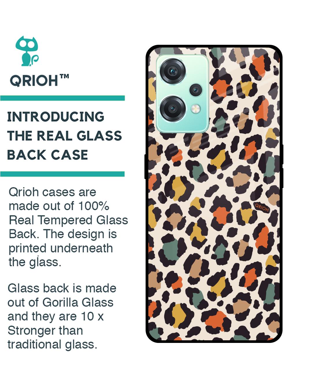Shop Leopard Printed Premium Glass Cover For OnePlus Nord CE 2 Lite 5G (Impact Resistant, Matte Finish)-Back