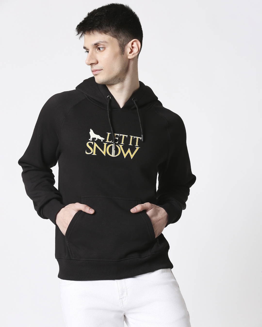 

Men Chest Printed Let it Snow Black Sweatshirt Men' Printed Hoodie Sweatshirt AW20 Bewakoof.com