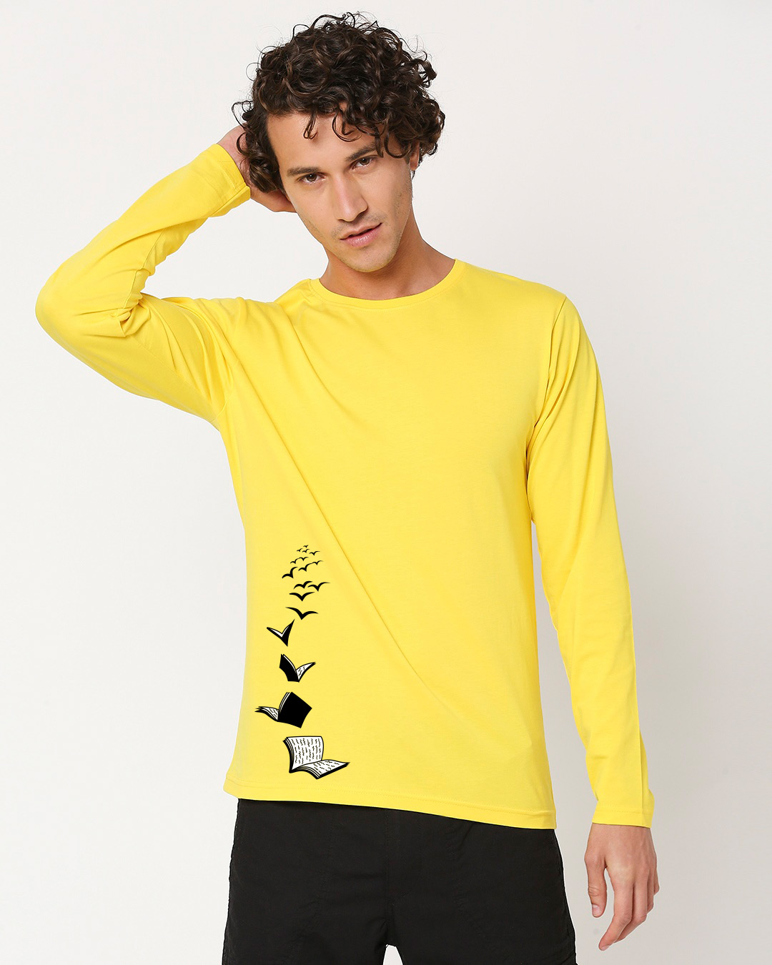 Shop Let Me Fly Books Full Sleeve T-Shirt Empire Yellow-Back