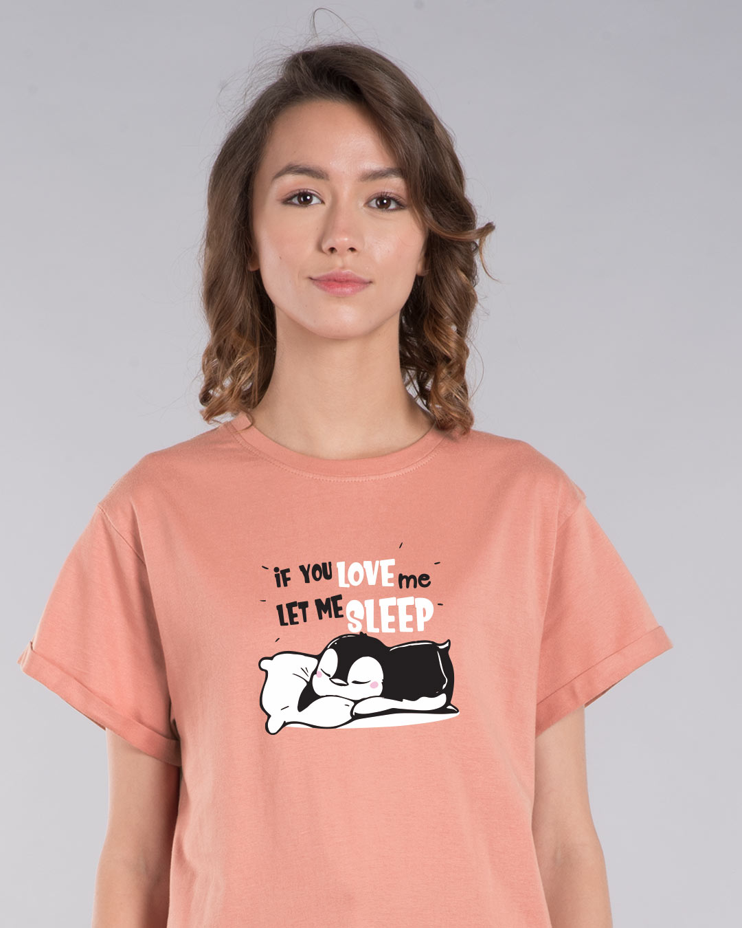 Buy Let Me Sleep Penguin Boyfriend T-Shirt for Women pink Online at 